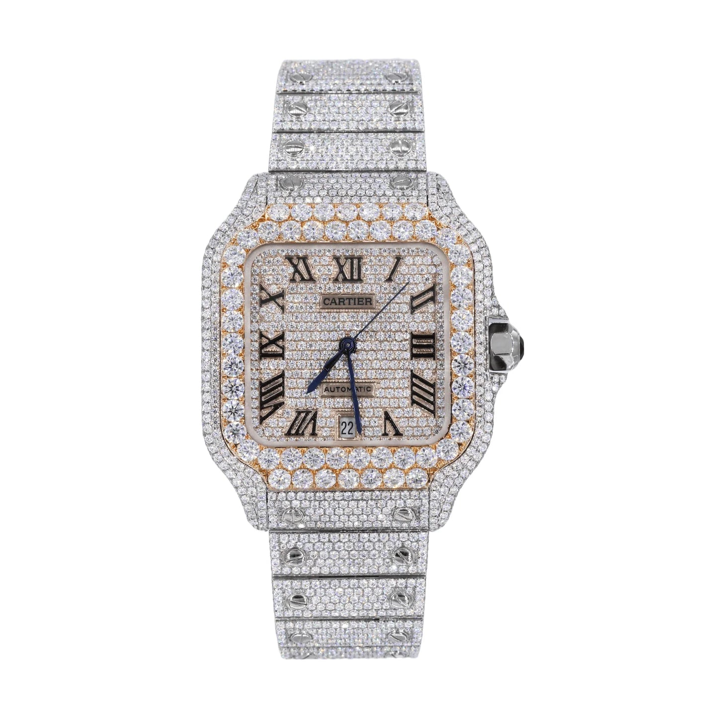 Fully moissanite Diamond Studded Men's Wrist Watch With Customized Pattern