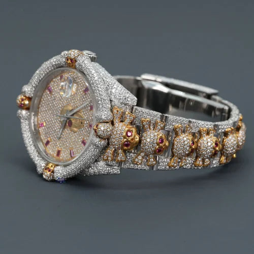Fully moissanite Diamond Studded Men's Wrist Watch With Customized Pattern