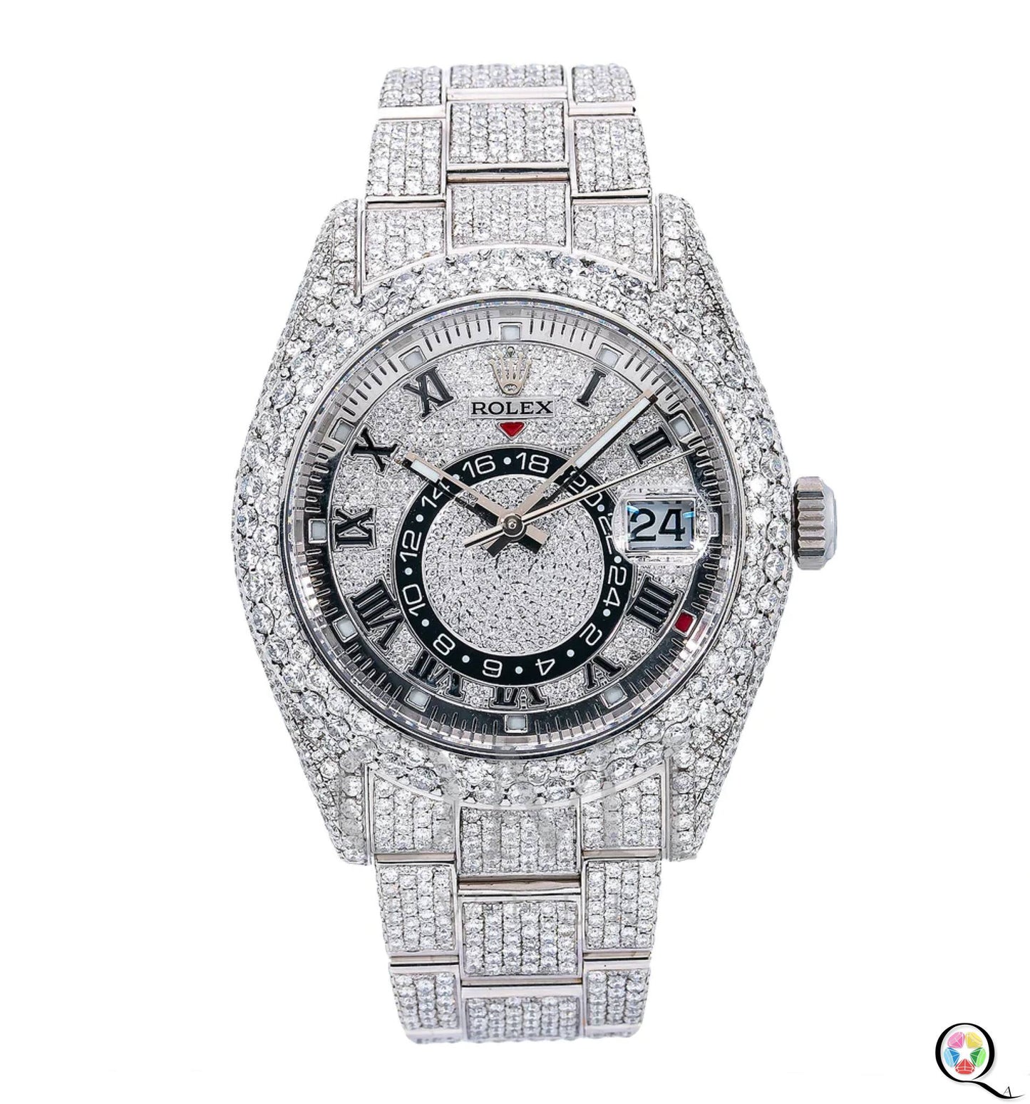 Fully moissanite Diamond Studded Men's Wrist Watch With Customized Pattern