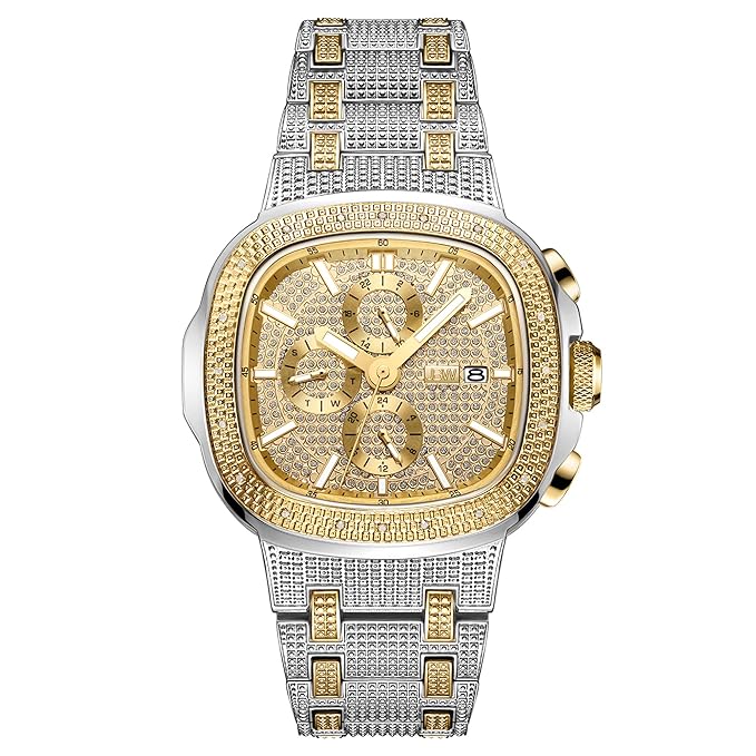 Luxury Men's Heist J6380 0.20 ctw 20 Diamond Wrist Watch with Stainless Steel Bracelet, 47.5mm