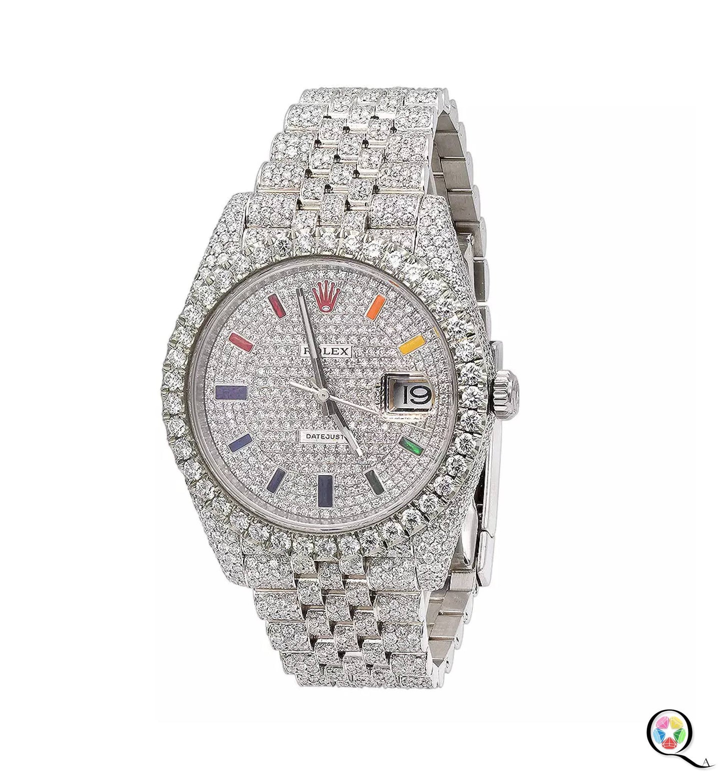 Fully moissanite Diamond Studded Men's Wrist Watch With Customized Pattern