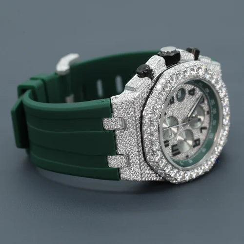 Fully moissanite Diamond Studded Men's Wrist Watch With Customized Pattern