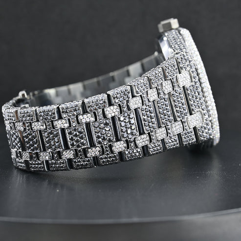 Fully moissanite Diamond Studded Men's Wrist Watch With Customized Pattern