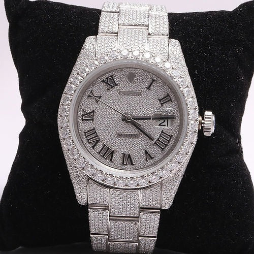 fully iced out Rolex moissanite diamond watch