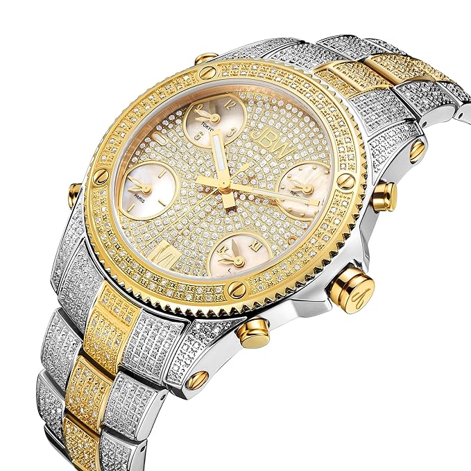 Luxury Analog Men's Watch (Gold Dial Silver/Gold Colored Strap)