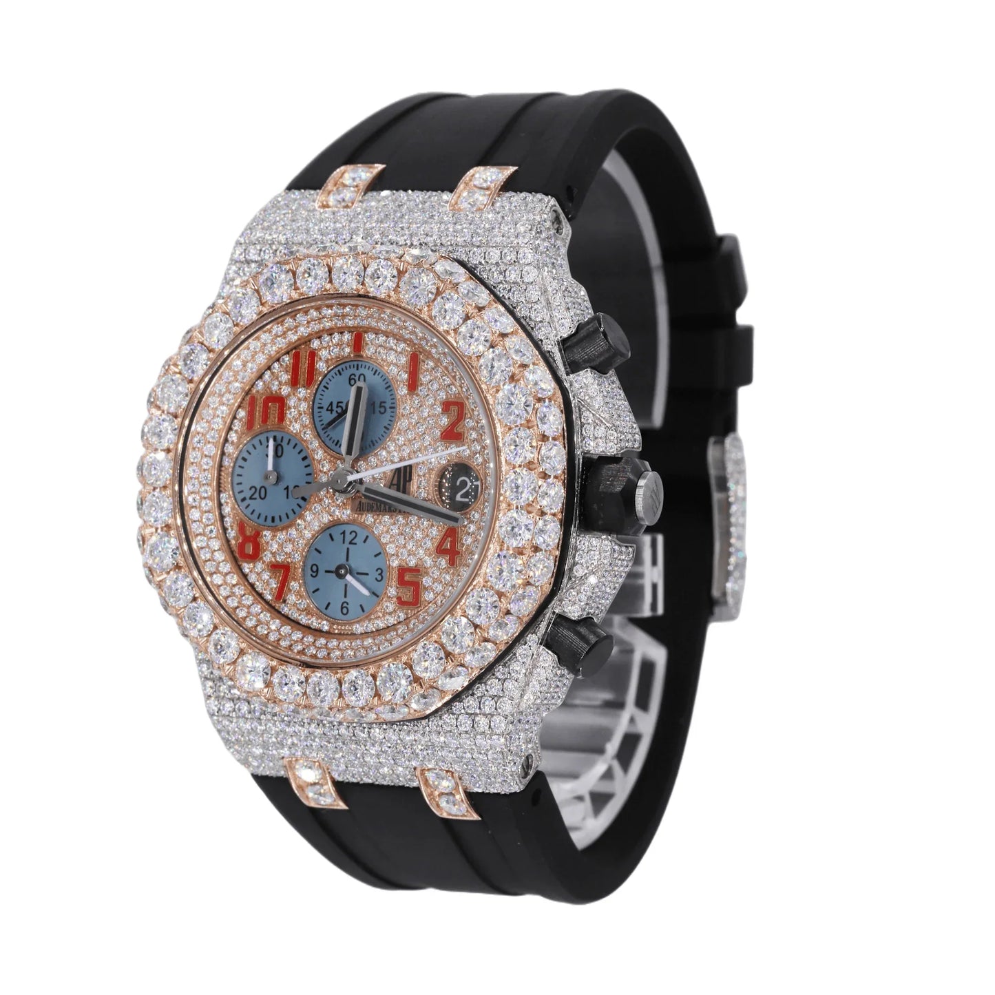 Fully moissanite Diamond Studded Men's Wrist Watch With Customized Pattern