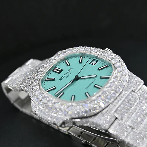Fully moissanite Diamond Studded Men's Wrist Watch With Customized Pattern