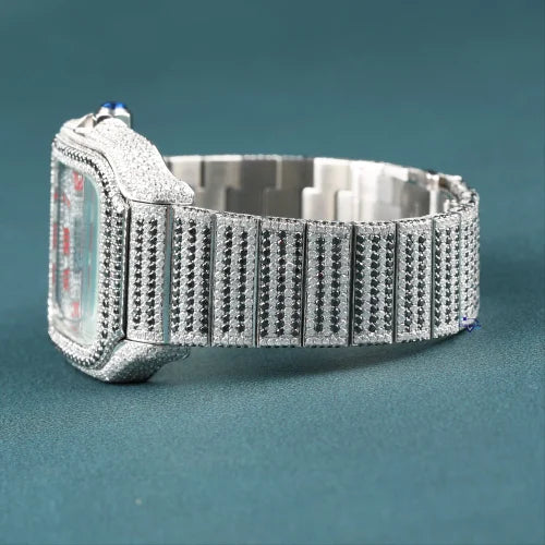 Fully moissanite Diamond Studded Men's Wrist Watch With Customized Pattern