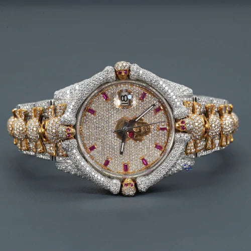 Fully moissanite Diamond Studded Men's Wrist Watch With Customized Pattern