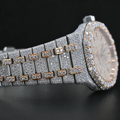 Fully moissanite Diamond Studded Men's Wrist Watch With Customized Pattern