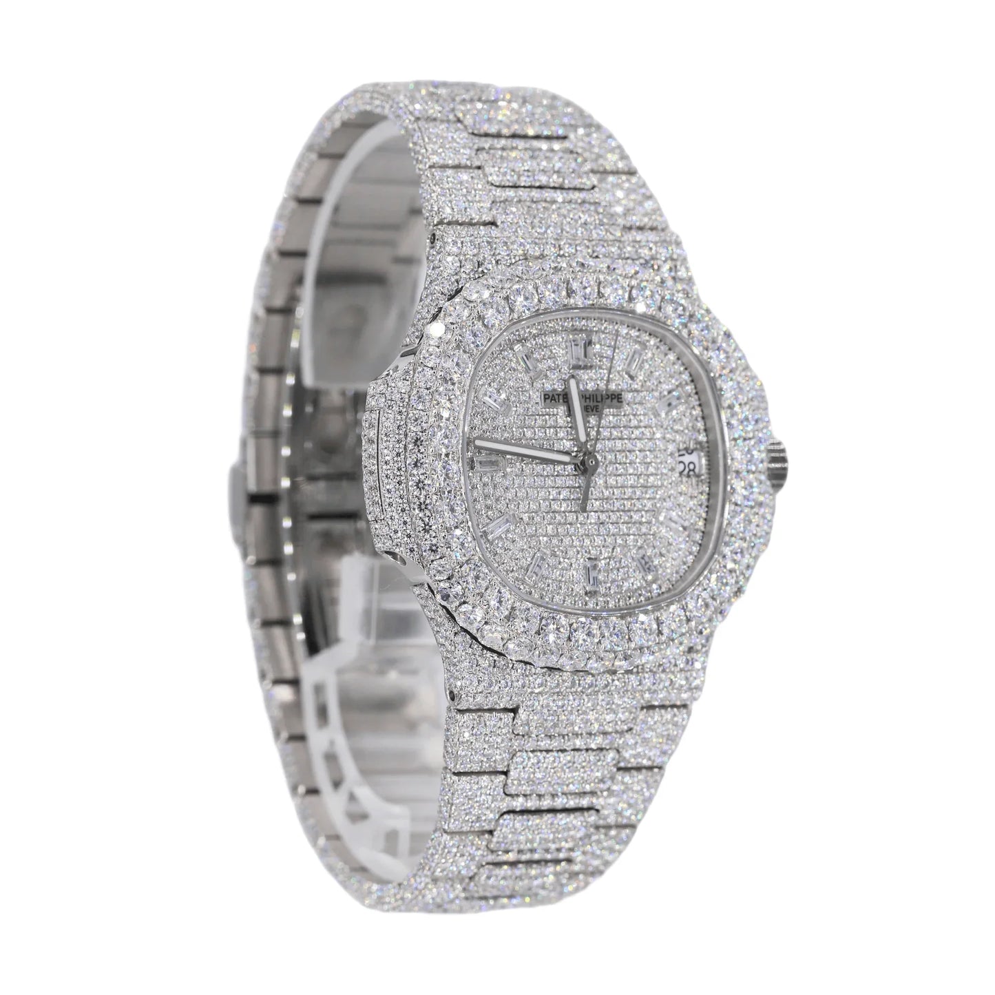 Fully moissanite Diamond Studded Men's Wrist Watch With Customized Pattern