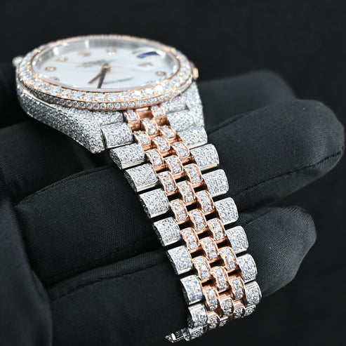 Fully moissanite Diamond Studded Men's Wrist Watch With Customized Pattern