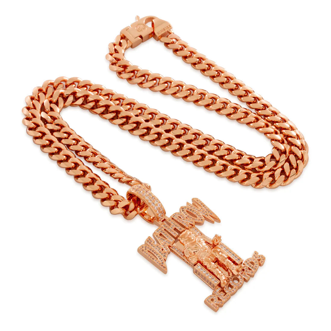 DEATH ROW RECORDS ROSE GOLD ICED LOGO NECKLACE