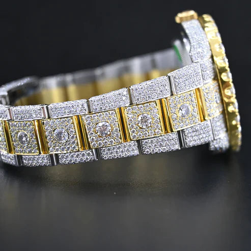 Fully moissanite Diamond Studded Men's Wrist Watch With Customized Pattern