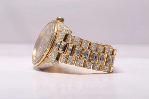 Fully moissanite Diamond Studded Men's Wrist Watch With Customized Pattern