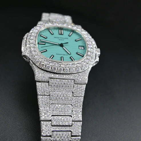 Fully moissanite Diamond Studded Men's Wrist Watch With Customized Pattern