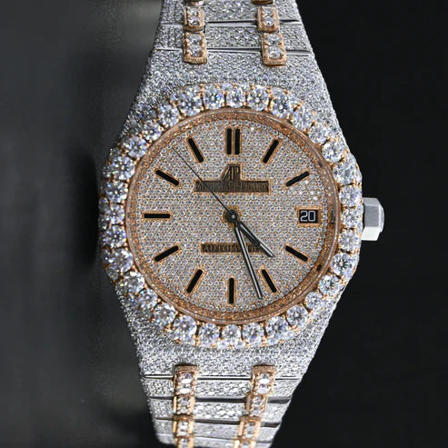Fully moissanite Diamond Studded Men's Wrist Watch With Customized Pattern