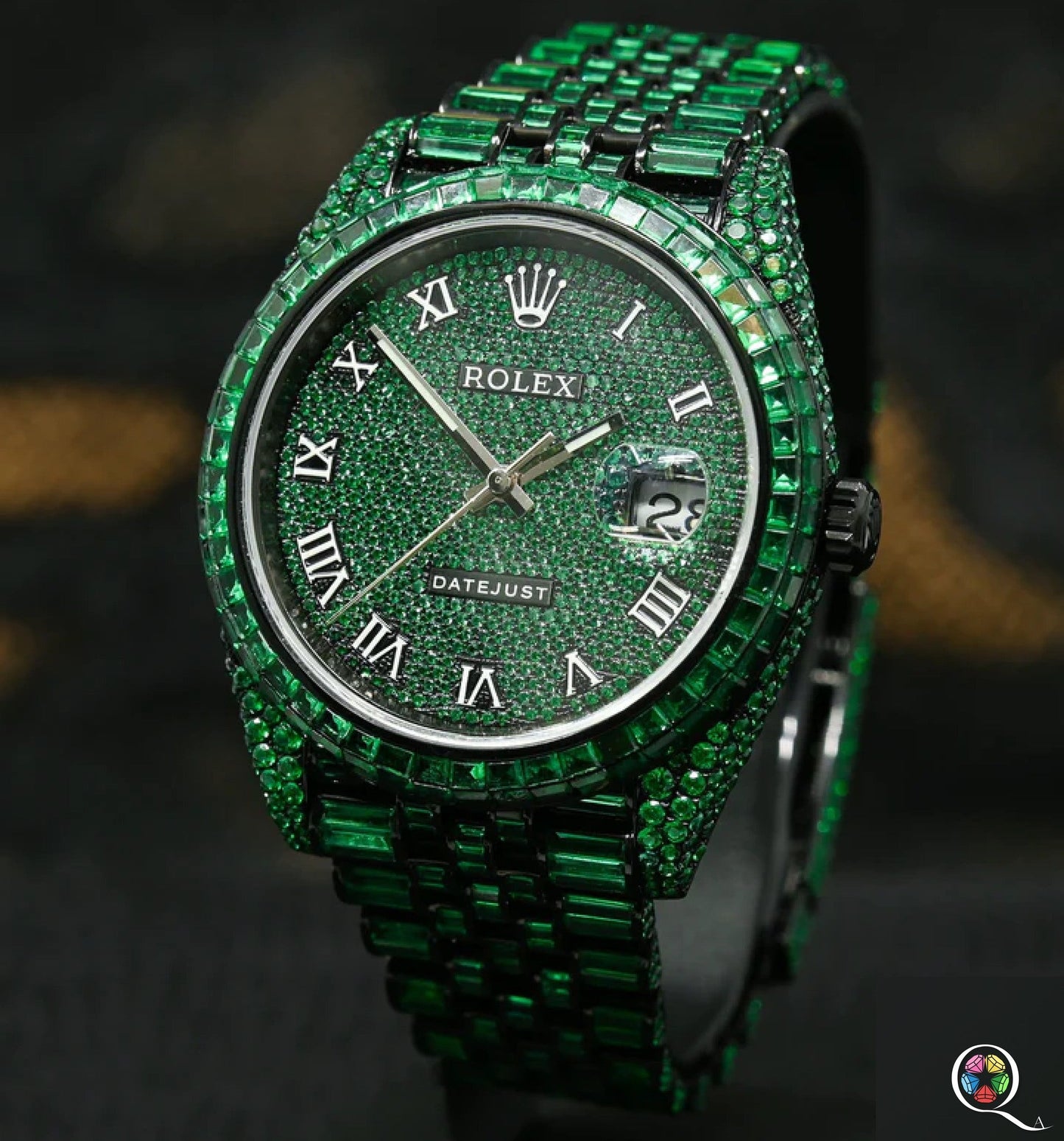 Fully moissanite Diamond Studded Men's Wrist Watch With Customized Pattern