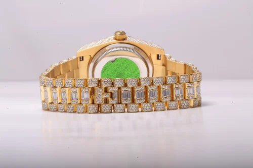 Fully moissanite Diamond Studded Men's Wrist Watch With Customized Pattern