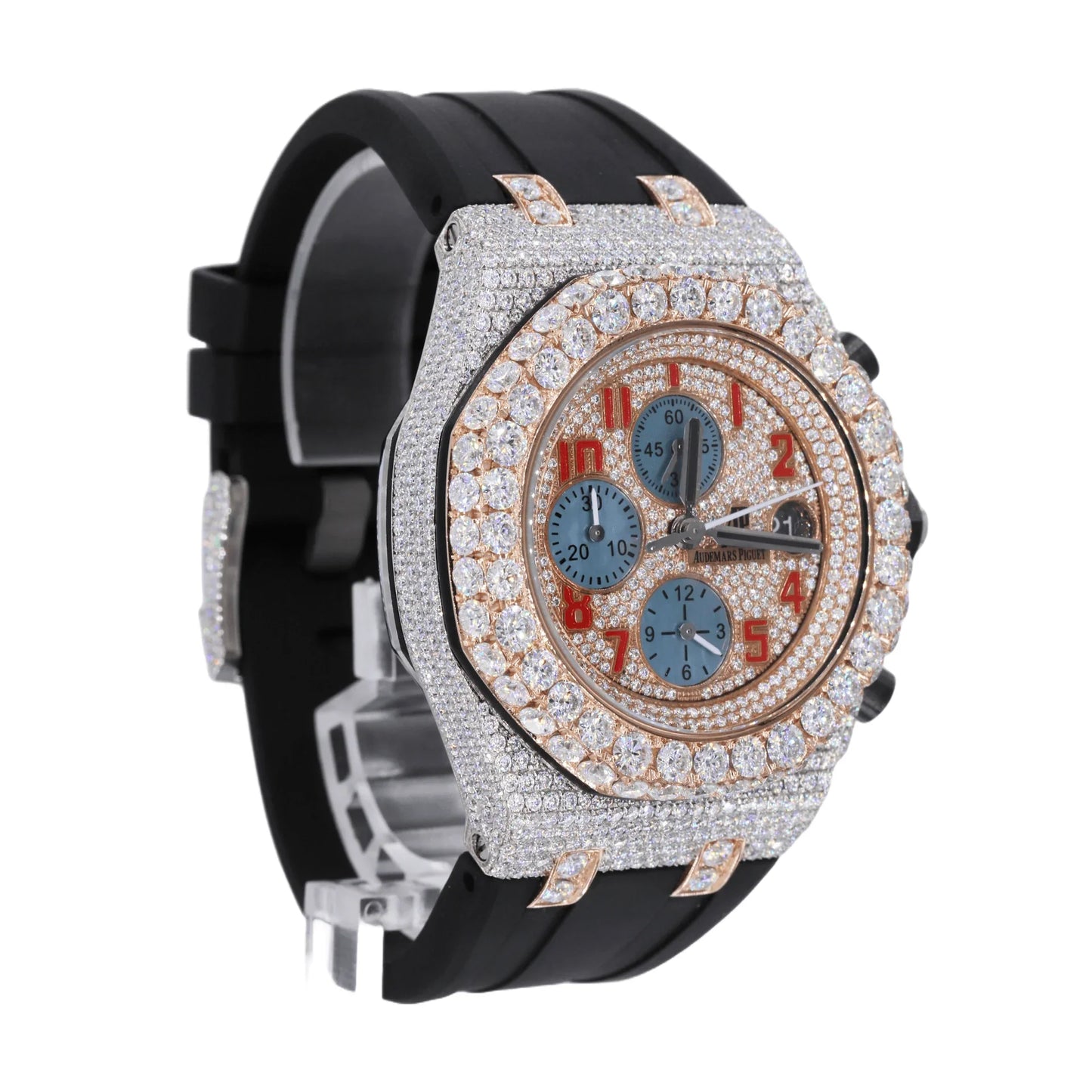 Fully moissanite Diamond Studded Men's Wrist Watch With Customized Pattern