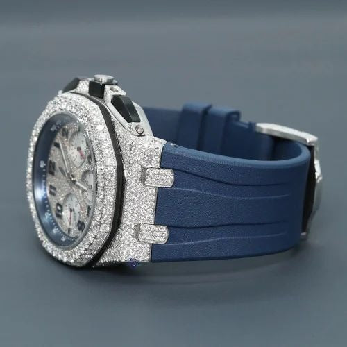 Men's Moissanite Round Cut Diamond Awesome wrist Watch With Sparkling Look