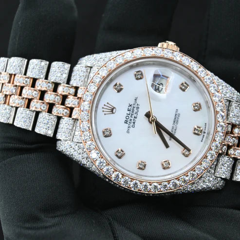 Fully moissanite Diamond Studded Men's Wrist Watch With Customized Pattern