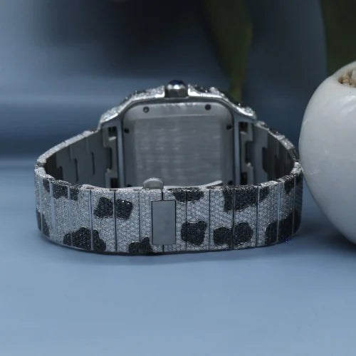 Fully moissanite Diamond Studded Men's Wrist Watch With Customized Pattern
