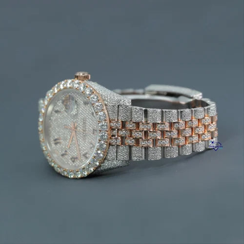 Fully moissanite Diamond Studded Men's Wrist Watch With Customized Pattern