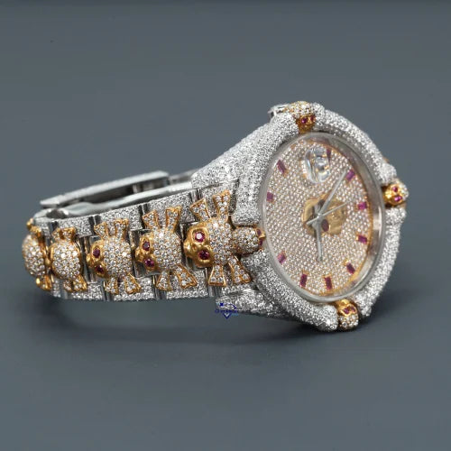Fully moissanite Diamond Studded Men's Wrist Watch With Customized Pattern