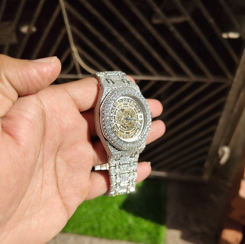 fully iced out AP moissanite watch