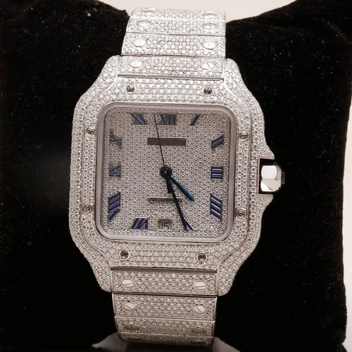 Fully moissanite Diamond Studded Men's Wrist Watch With Customized Pattern