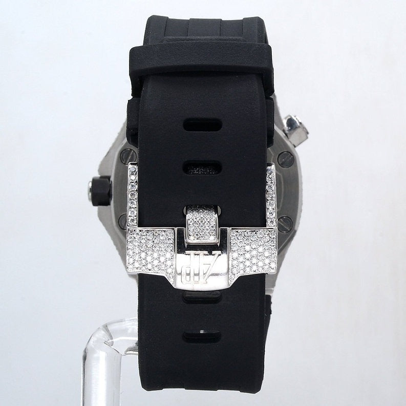 iced out AP Royal Oak Offshore Diver moissanite watch
