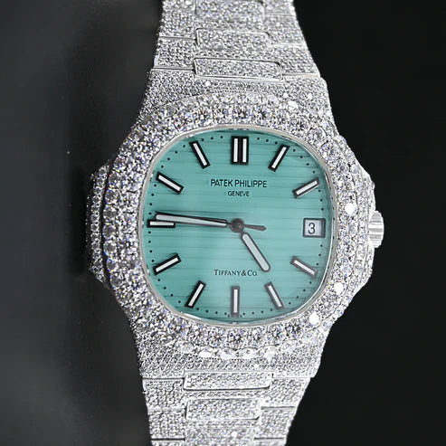 Fully moissanite Diamond Studded Men's Wrist Watch With Customized Pattern