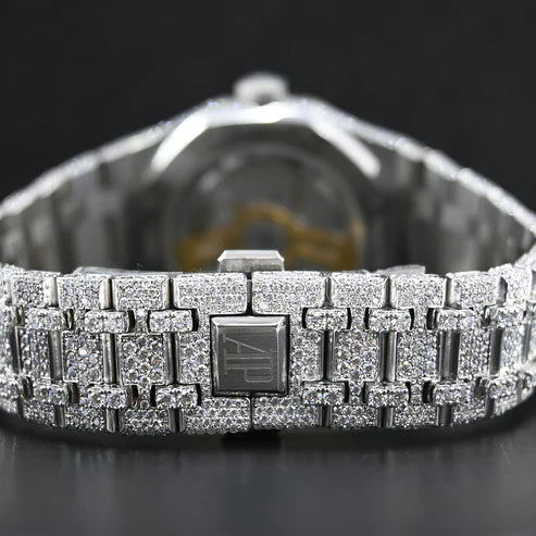 Fully moissanite Diamond Studded Men's Wrist Watch With Customized Pattern