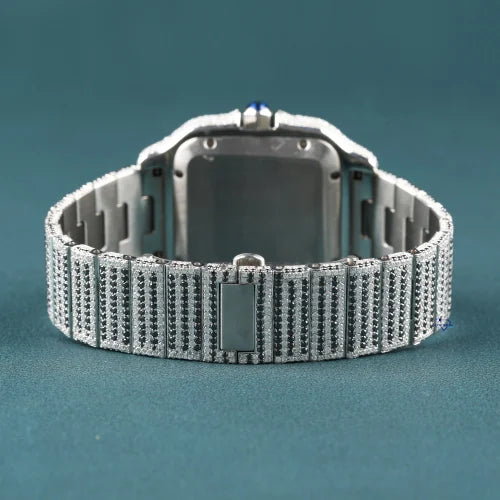 Fully moissanite Diamond Studded Men's Wrist Watch With Customized Pattern