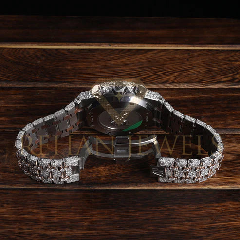 Fully moissanite Diamond Studded Men's Wrist Watch With Customized Pattern
