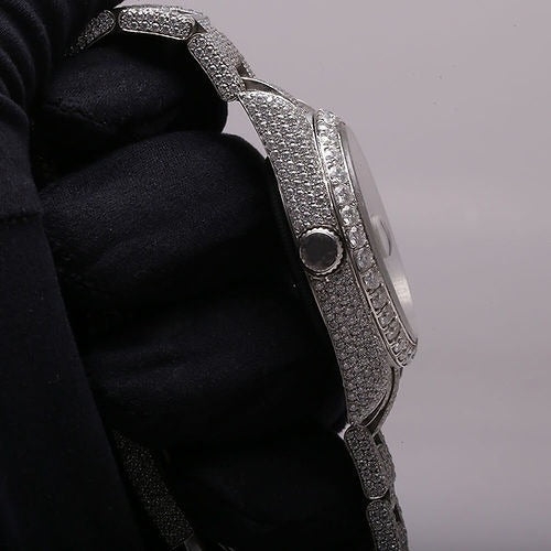 fully iced out Rolex moissanite diamond watch
