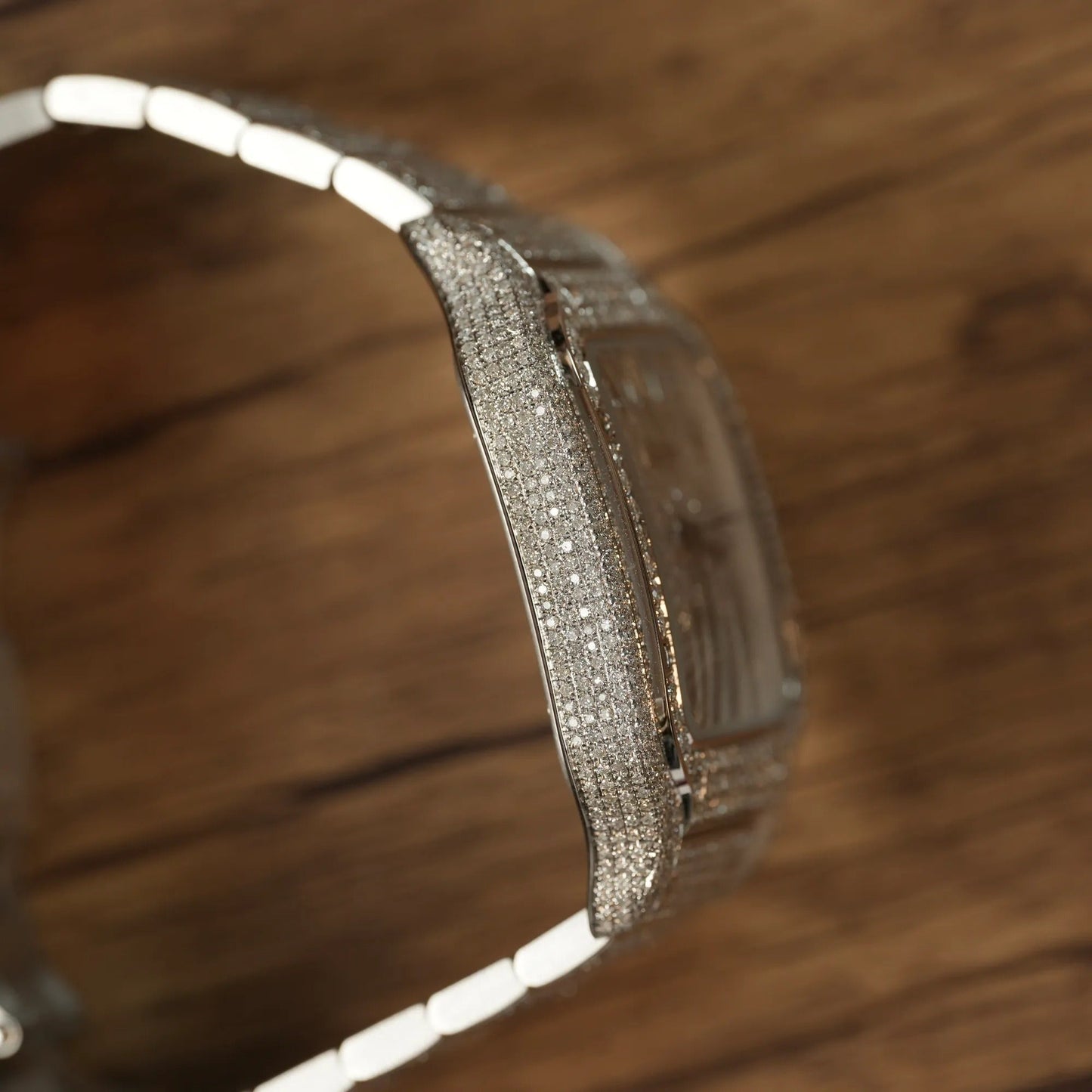 Cartier Santos fully iced out Moissanite Diamond Watch - Luxury Wristwatch