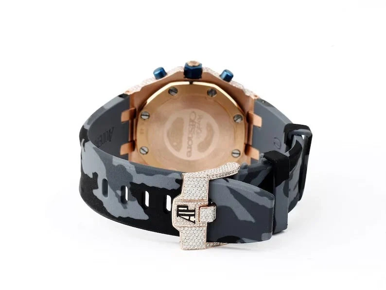 Fully moissanite Diamond Studded Men's Wrist Watch With Customized Pattern