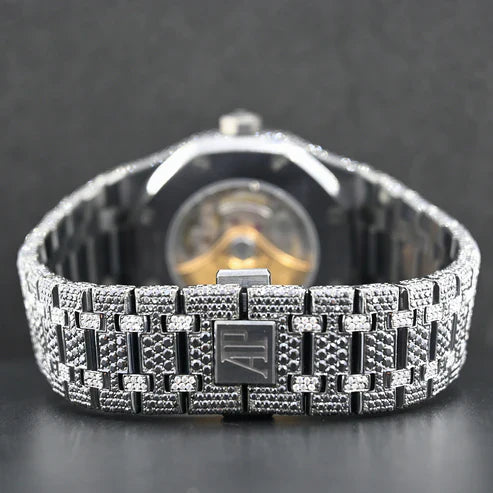 Fully moissanite Diamond Studded Men's Wrist Watch With Customized Pattern