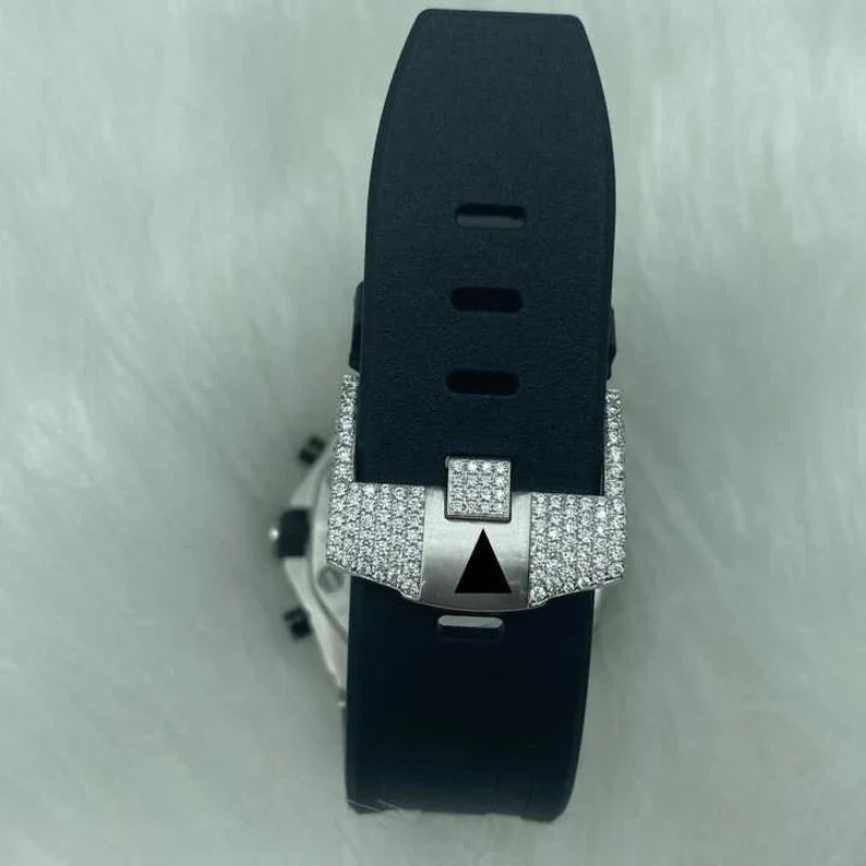 Fully moissanite Diamond Studded Men's Wrist Watch With Customized Pattern