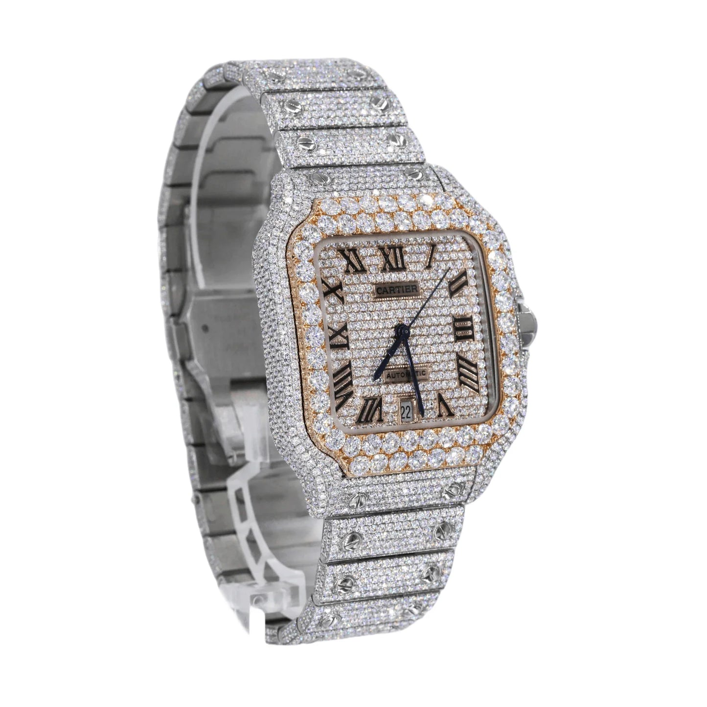 Fully moissanite Diamond Studded Men's Wrist Watch With Customized Pattern