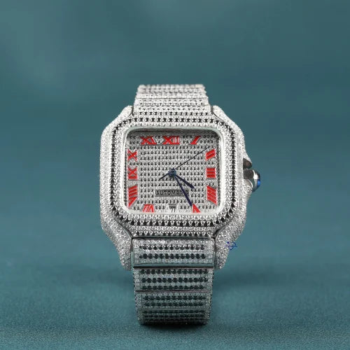 Fully moissanite Diamond Studded Men's Wrist Watch With Customized Pattern