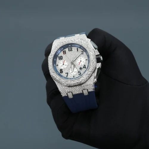 Men's Moissanite Round Cut Diamond Awesome wrist Watch With Sparkling Look