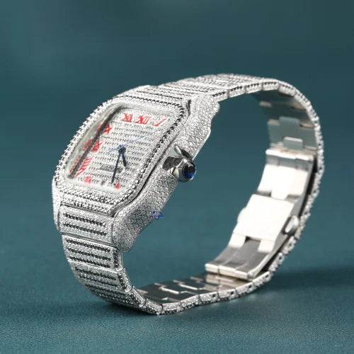 Fully moissanite Diamond Studded Men's Wrist Watch With Customized Pattern