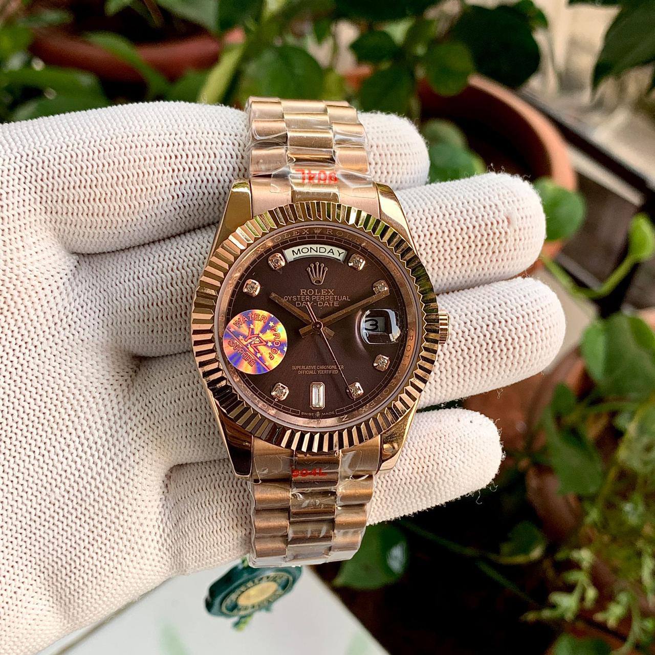 Super Clone Day-Date Rose Gold - Chocolate Dial
