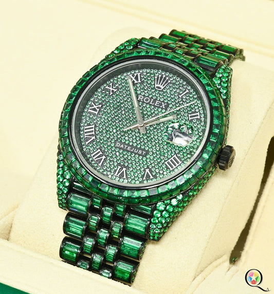 Fully moissanite Diamond Studded Men's Wrist Watch With Customized Pattern