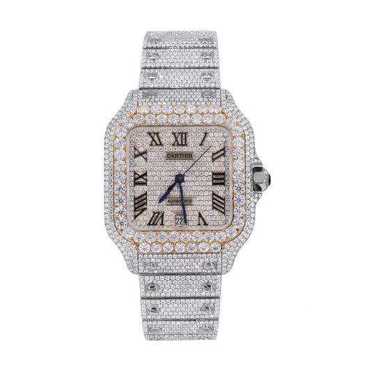 Fully moissanite Diamond Studded Men's Wrist Watch With Customized Pattern