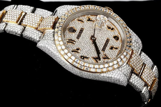 Fully moissanite Diamond Studded Men's Wrist Watch With Customized Pattern