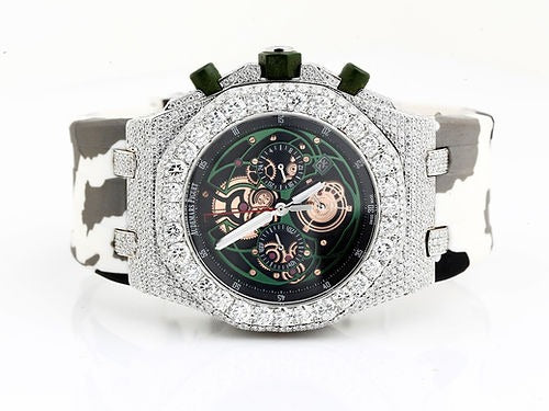 iced out AP moissanite watch rubber strap hip hop watch